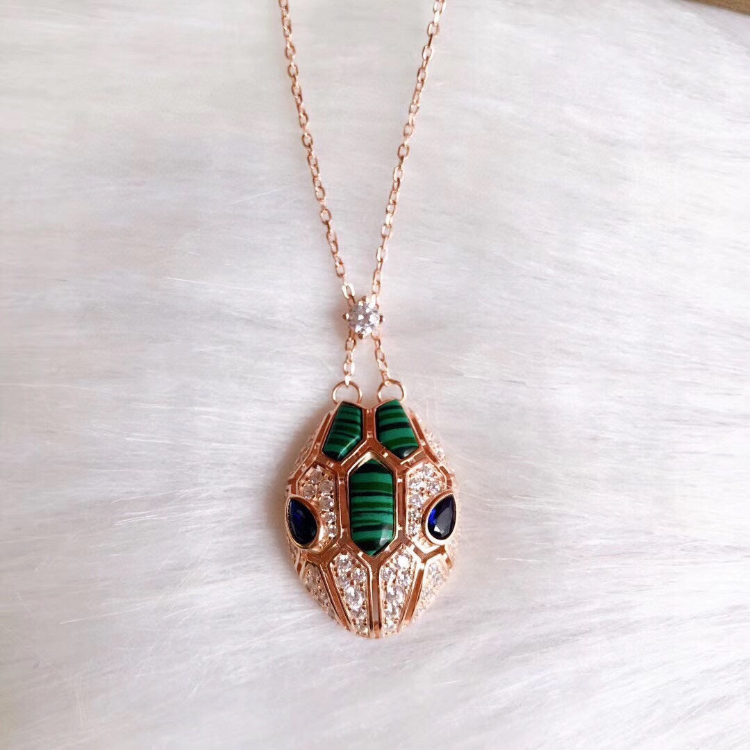 18K BVLGARI BV Serpenti Malachite Necklace