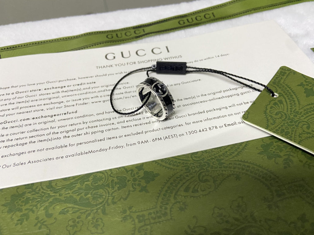 Gucci Interlocking G Black Enamel Ring
