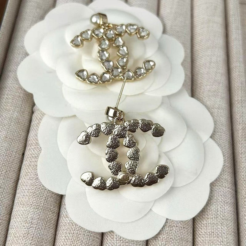 18K Chanel 25B Crystal Small Heart Earrings