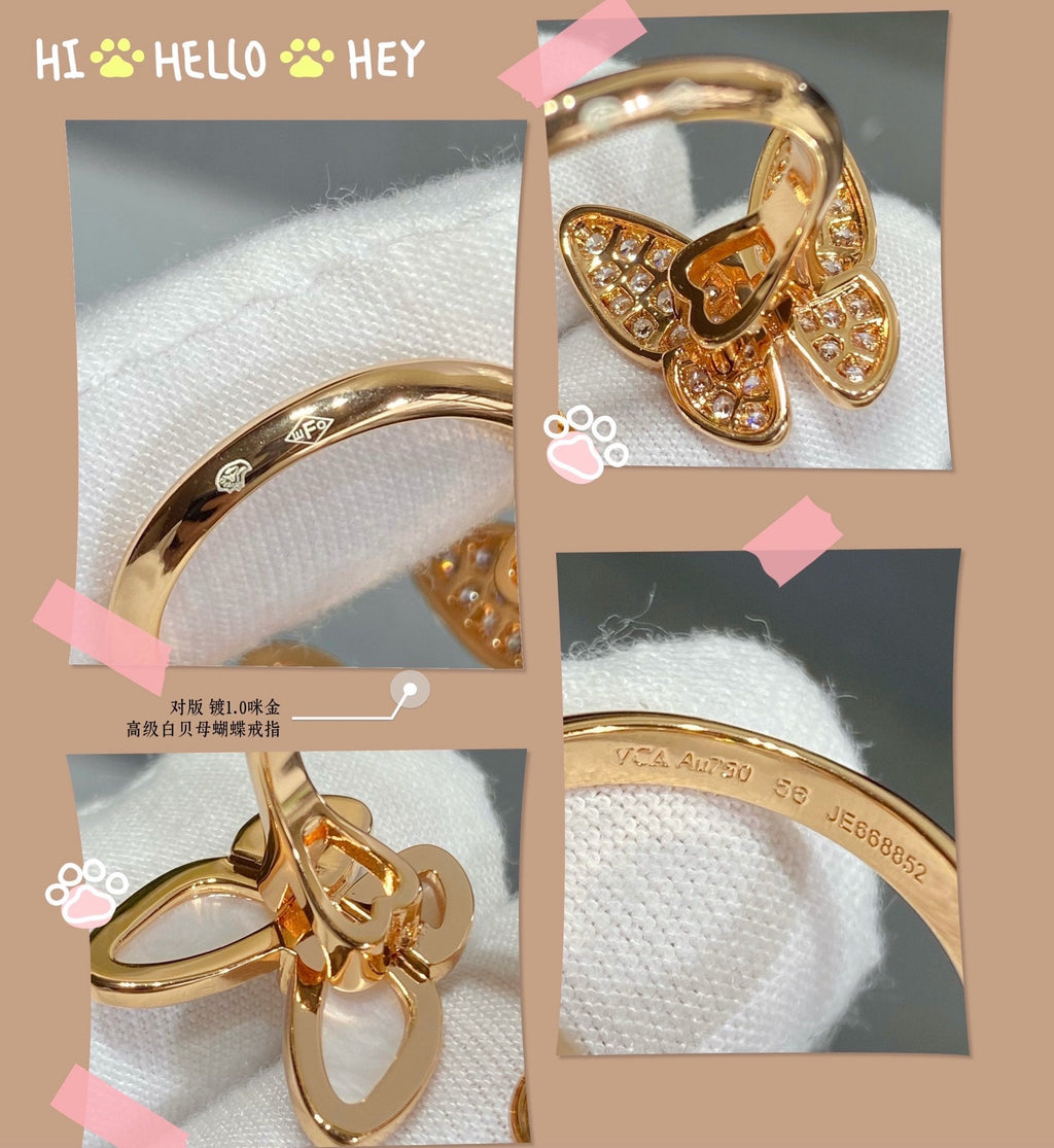 18K Van Cleef & Arpels Two Butterfly Between the Finger Pearl Ring