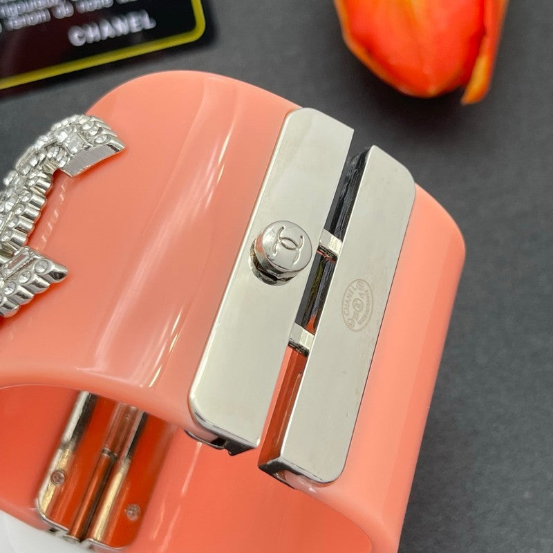 18K Chanel Pearl Diamond Pink Cuff Bracelet
