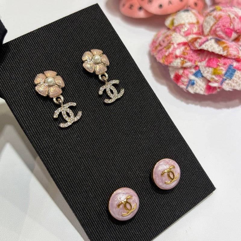 18K Chanel 26C Pink Camellia Earrings