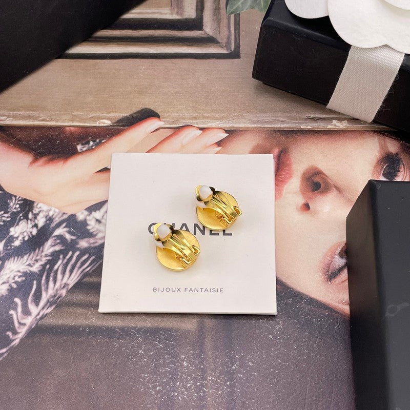 18K Chanel Orange Button Earrings