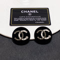 18K Chanel Black Resin Circle Earrings