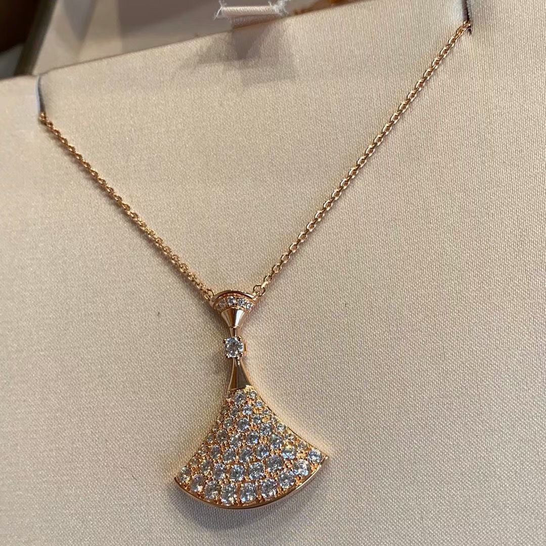 18K BVLGARI BV Divas' Dream Pave Diamond Necklace