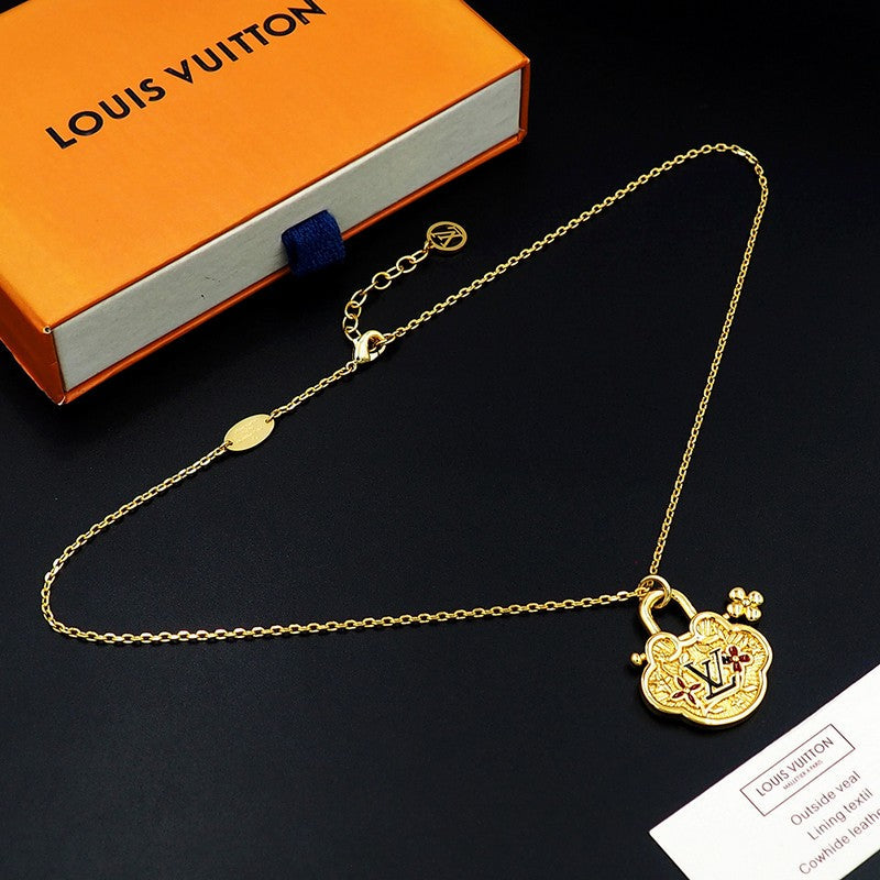18K Louis Vuitton Vintage Lock Gold Necklace