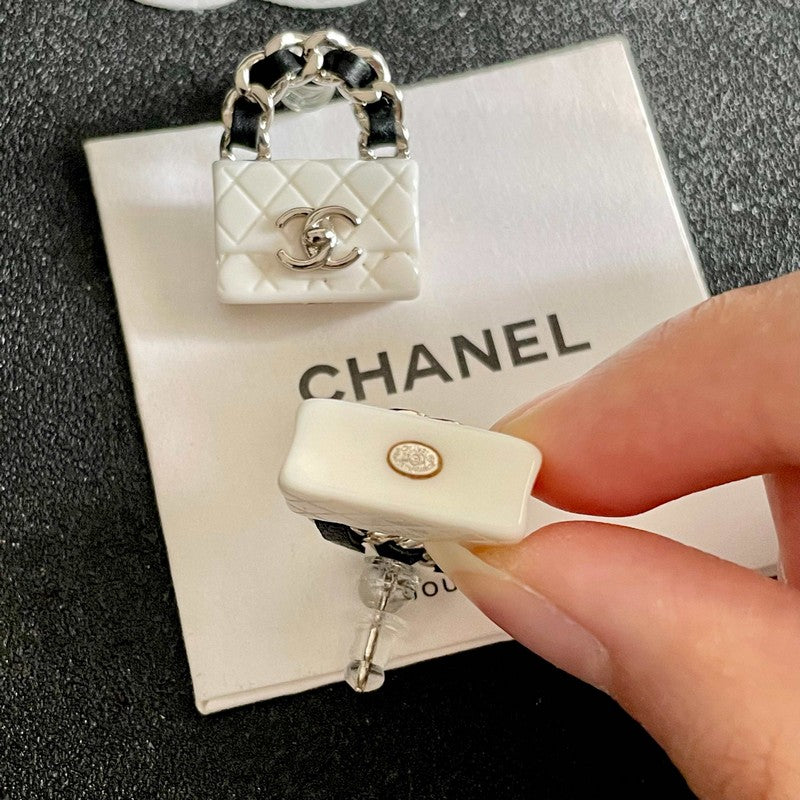18K Chanel Color Bag Gold Earrings