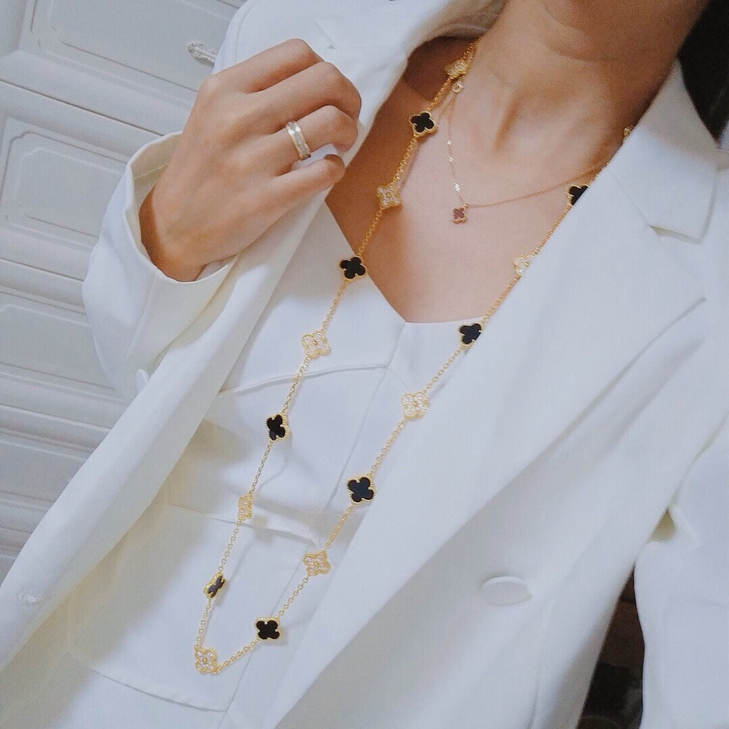 18K Van Cleef & Arpels Vintage Alhambra 20 Motifs Long Necklace