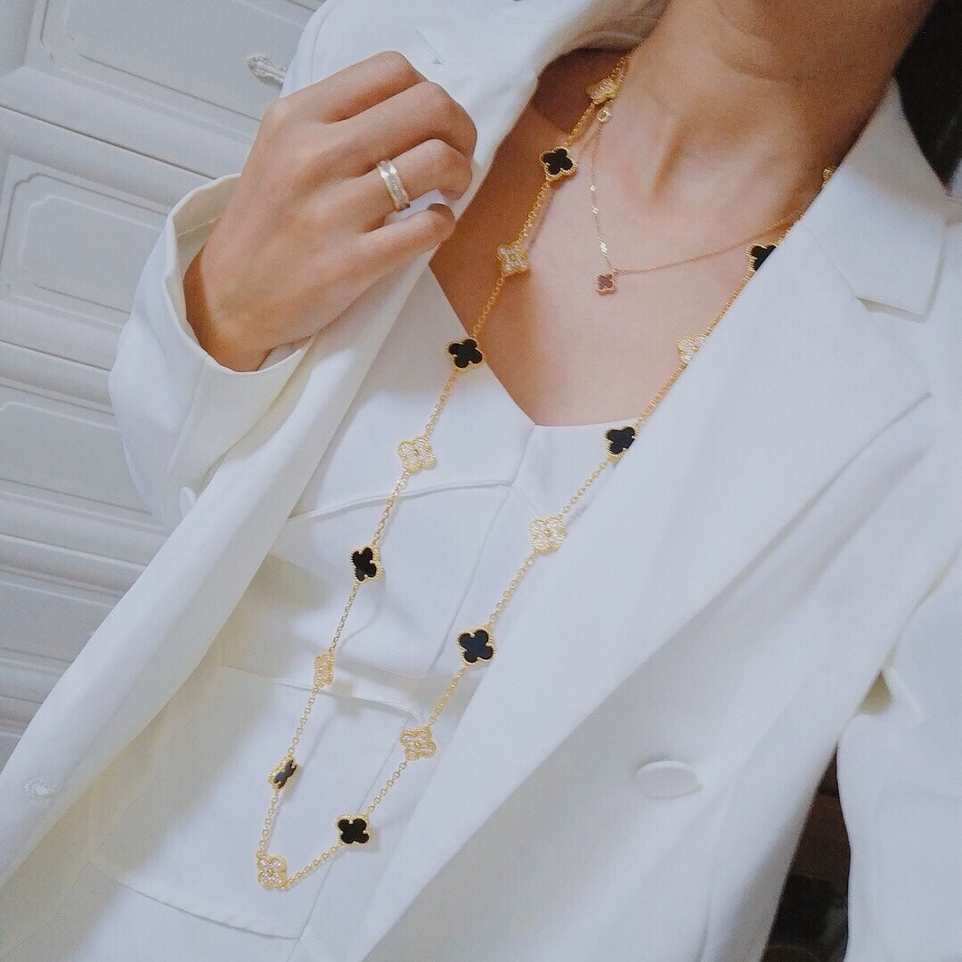 18K Van Cleef & Arpels Vintage Alhambra 20 Motifs Long Necklace