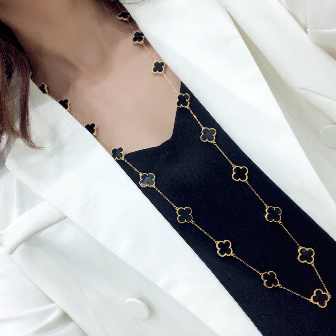 18K Van Cleef & Arpels Vintage Alhambra 20 Motifs Long Necklace