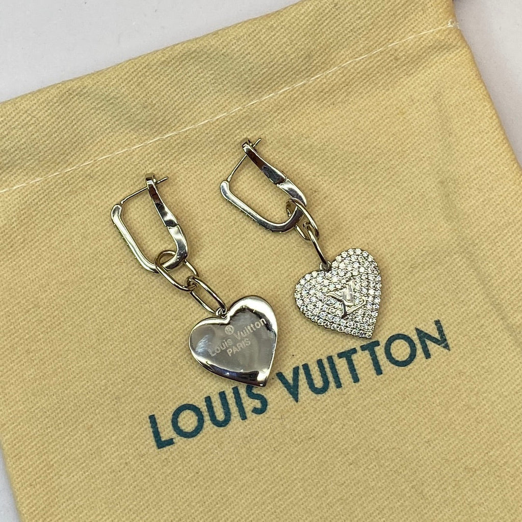18K Louis Vuitton Diamond Heart Earrings