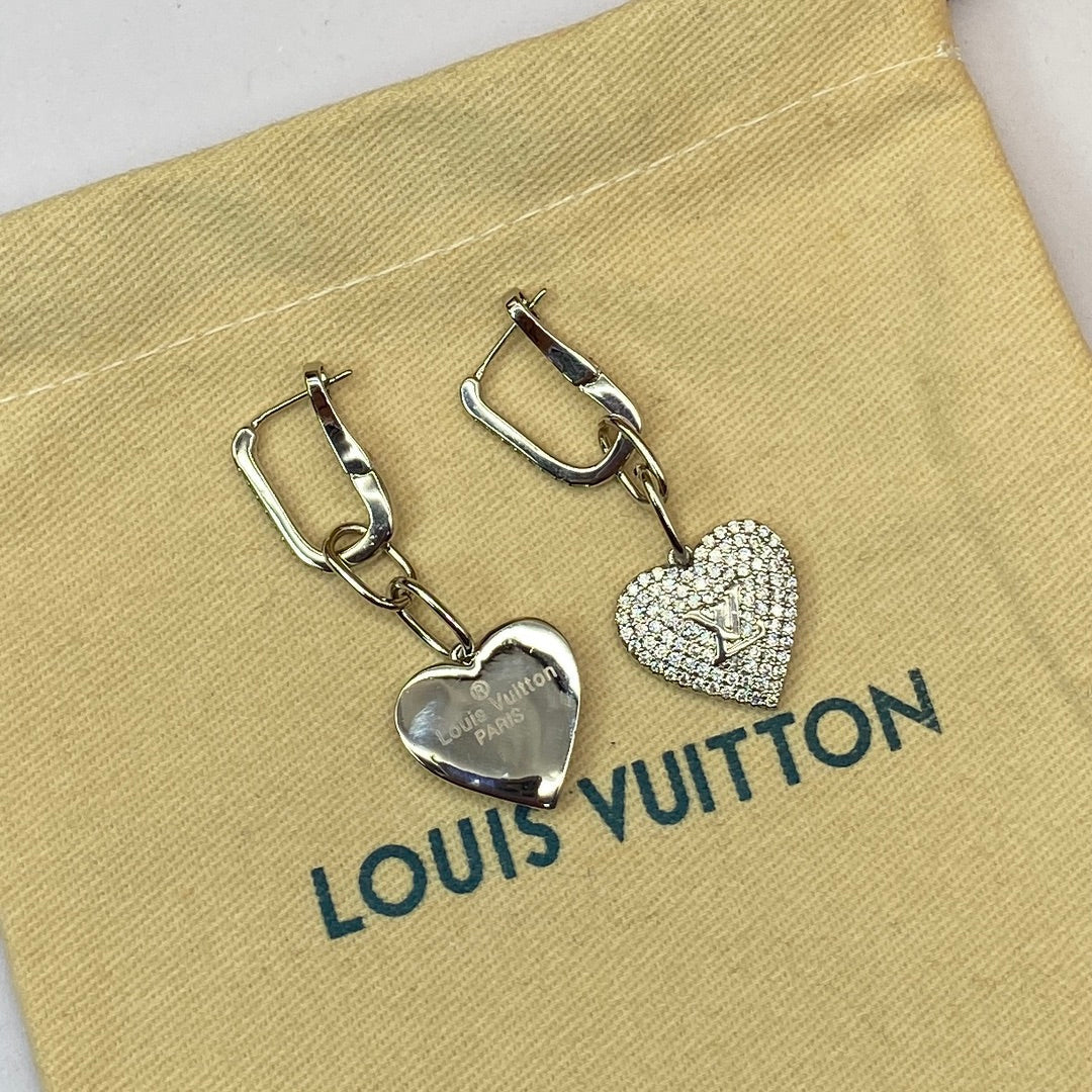 18K Louis Vuitton Diamond Heart Earrings