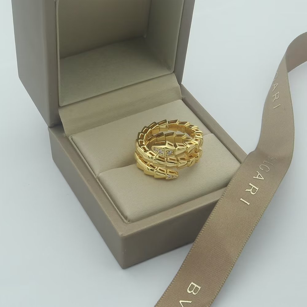 18K BVLGARI BV Serpenti Viper Demi Diamond Ring