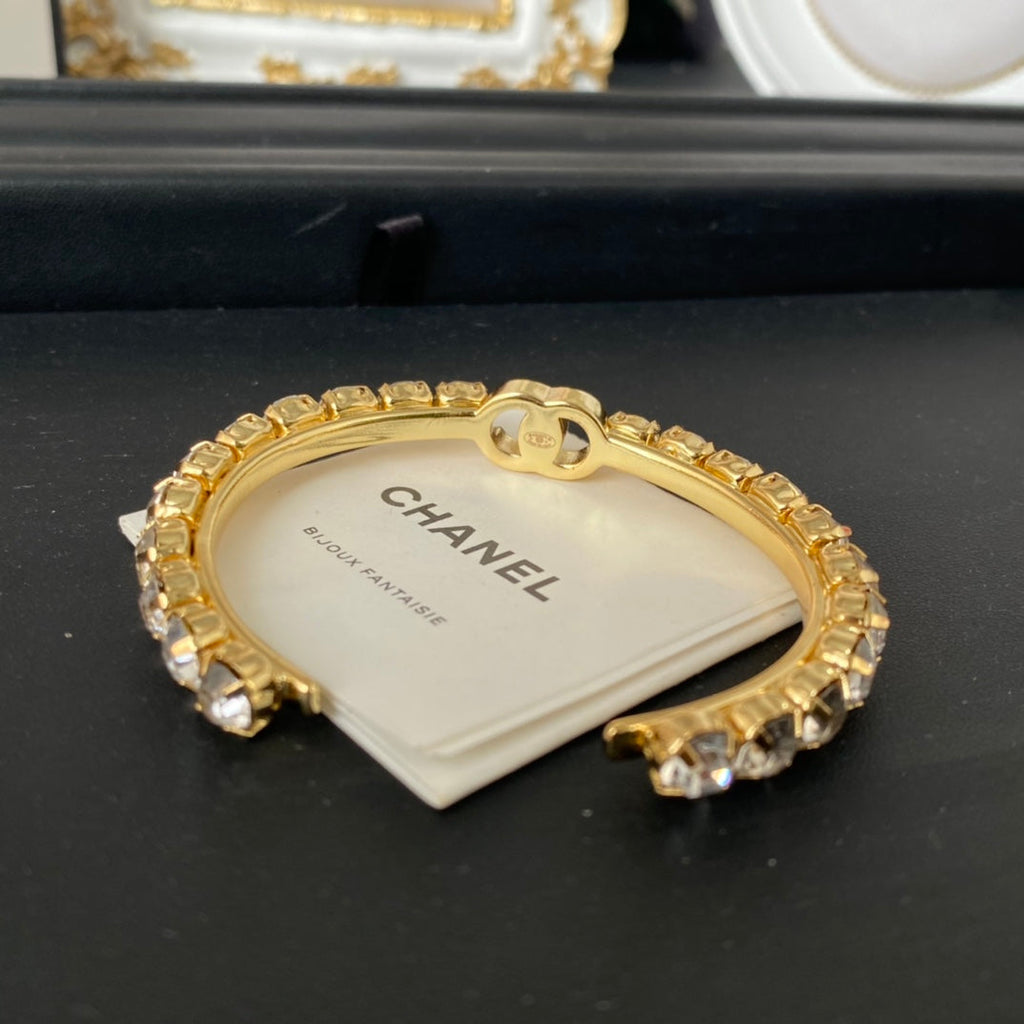 18K Chanel Crystal Open Cuff Bracelet