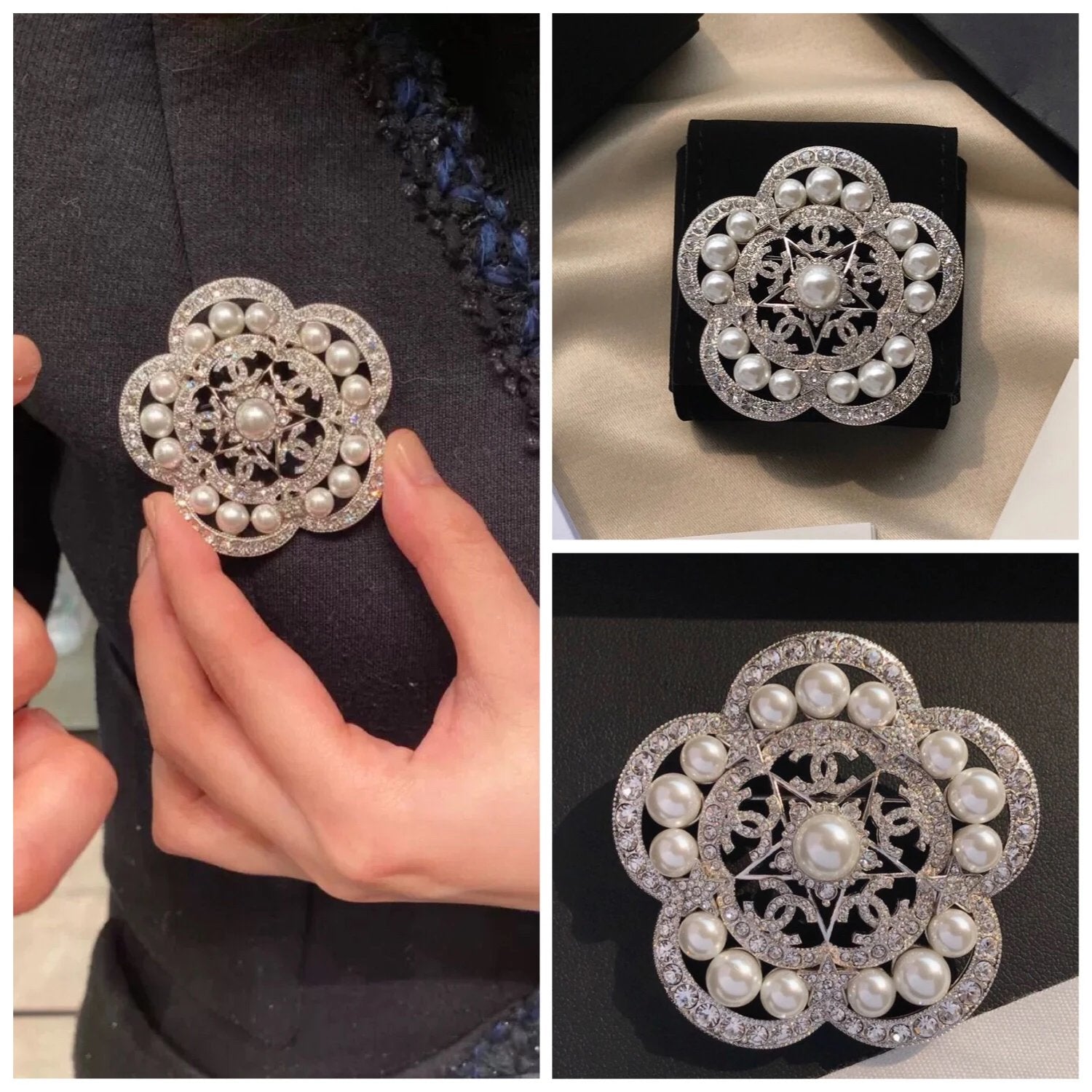 18K Chanel Camellia Pearls Brooch