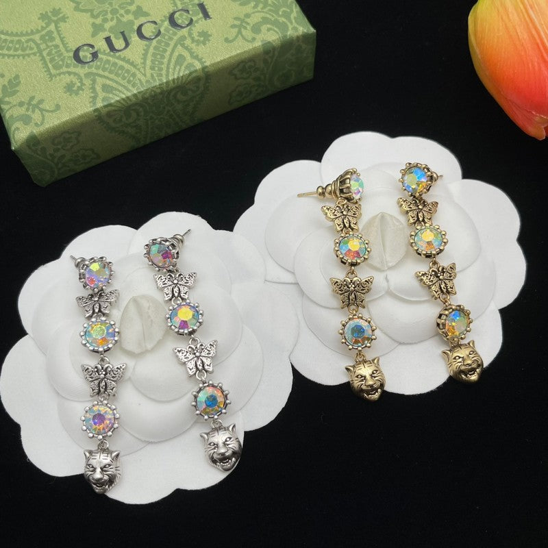 18K Gucci Tiger Color Crystal Earrings