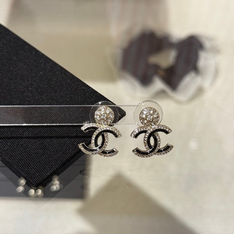 18K Chanel Black Diamond Earrings