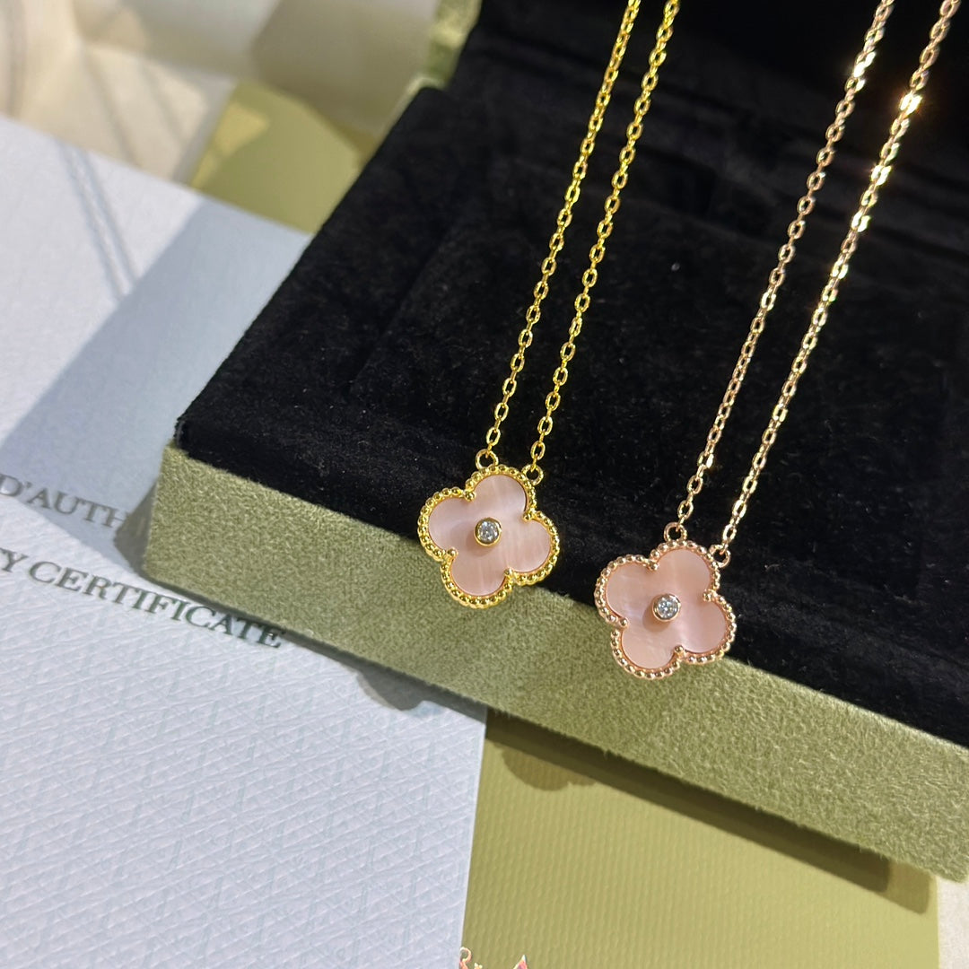 18K Van Cleef & Arpels Sweet Alhambra Pink Clover Necklace