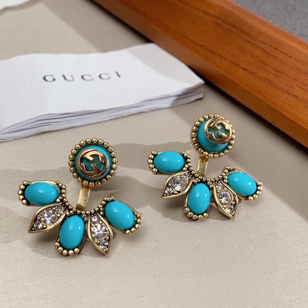 18K Gucci Blue Flowers Earrings