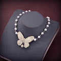 18K Dior Butterfly Pearl Choker Necklace