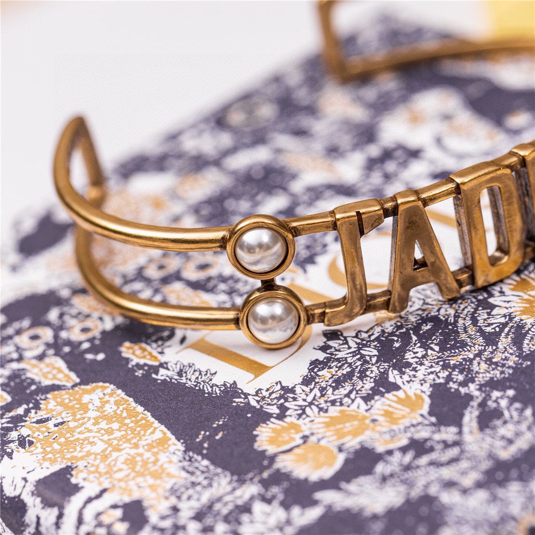 18K Dior J'Adior Pearls Open Cuff Bracelet