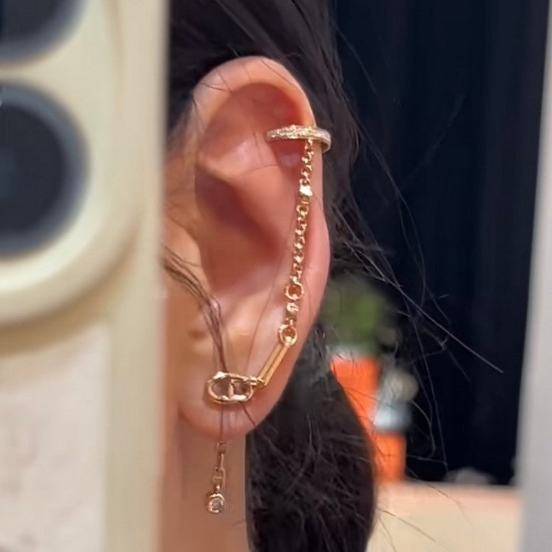 18K Hermes Chaine D'Ancre Rose Gold Diamond Earrings