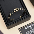 18K Chanel 26C Black & White Leather Bracelet