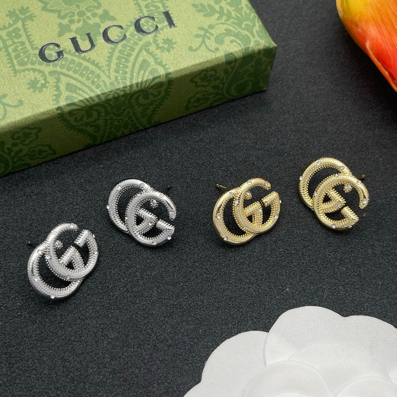 18K Gucci Pave Diamond Gold Earrings