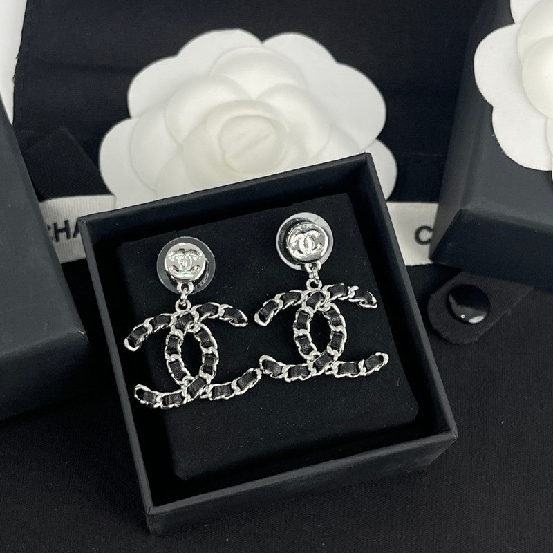 18K Chanel Leather Gold Earrings