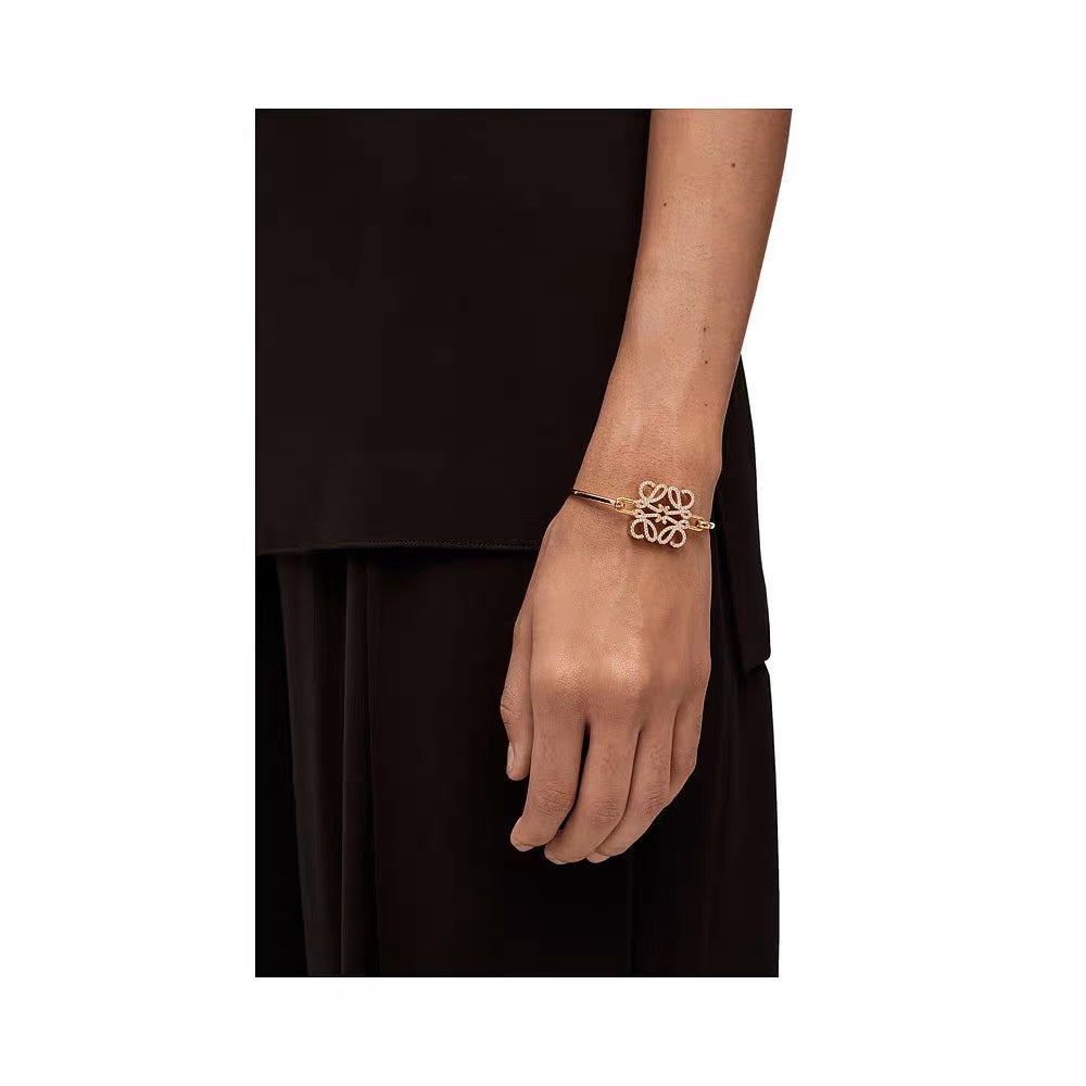 18K Loewe Anagram Pave Anagram Open Bracelet
