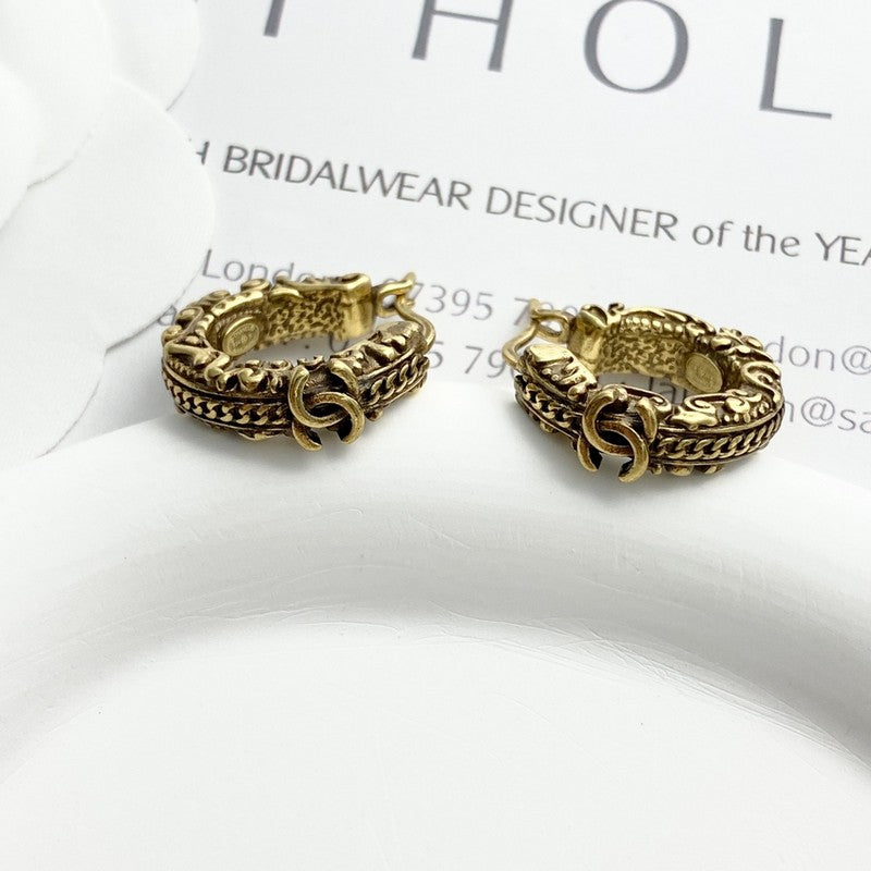 18K Chanel 24C Vintage Gold Earrings