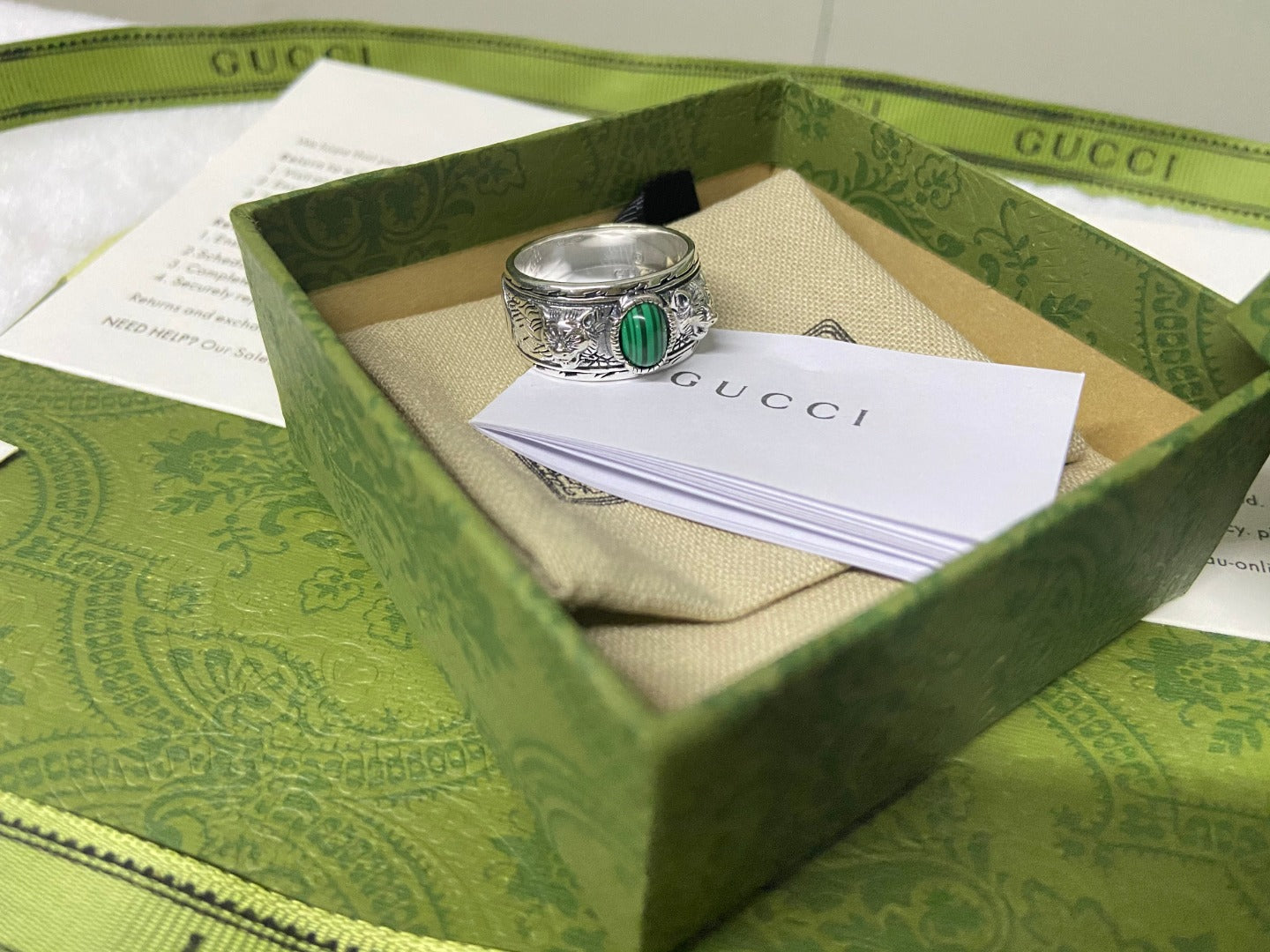 Gucci Feline Garden Green Ring