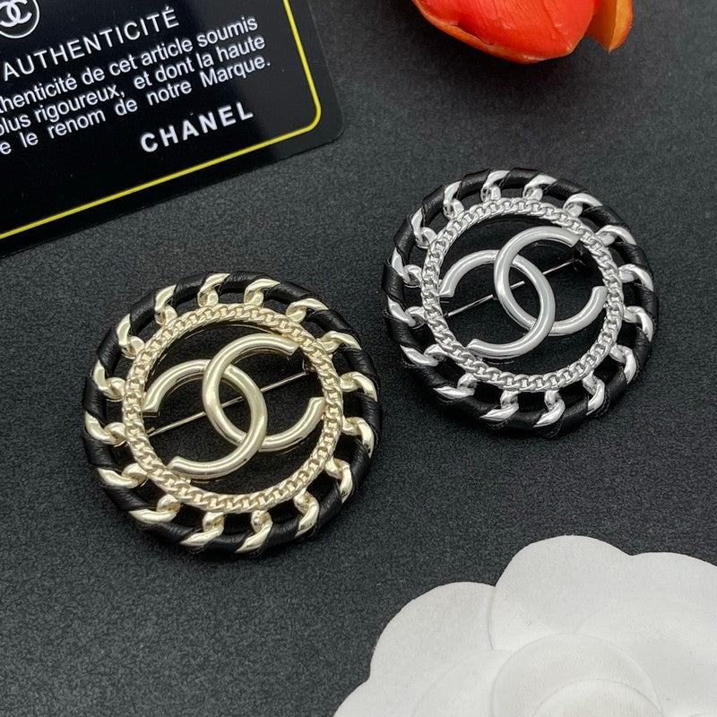 18K Chanel Leather Gold Brooch