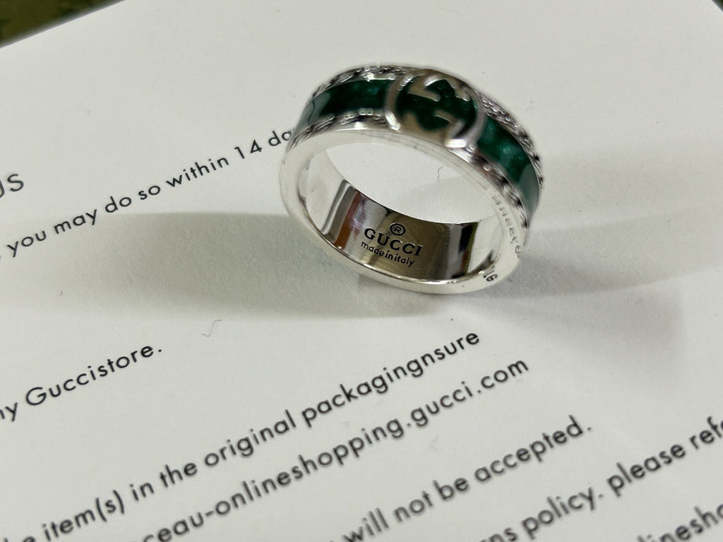 Gucci Interlocking G Turquoise Enamel Ring