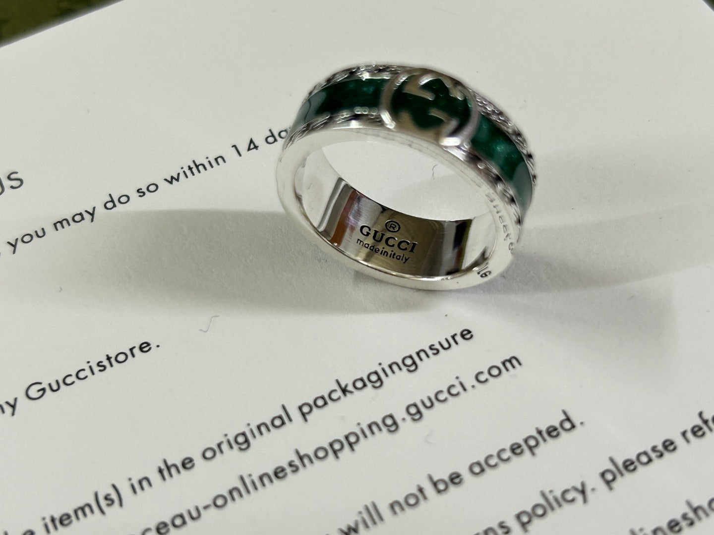 Gucci Interlocking G Turquoise Enamel Ring