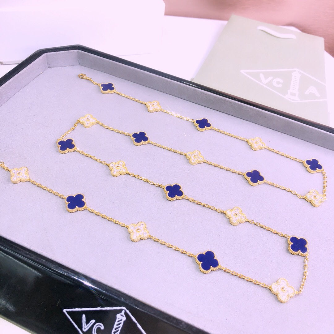 18K Van Cleef & Arpels Vintage Alhambra 20 Motifs Long Necklace