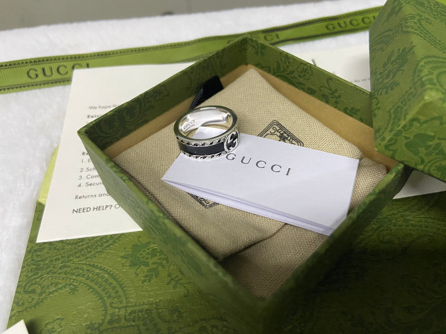 Gucci Interlocking G Black Enamel Ring