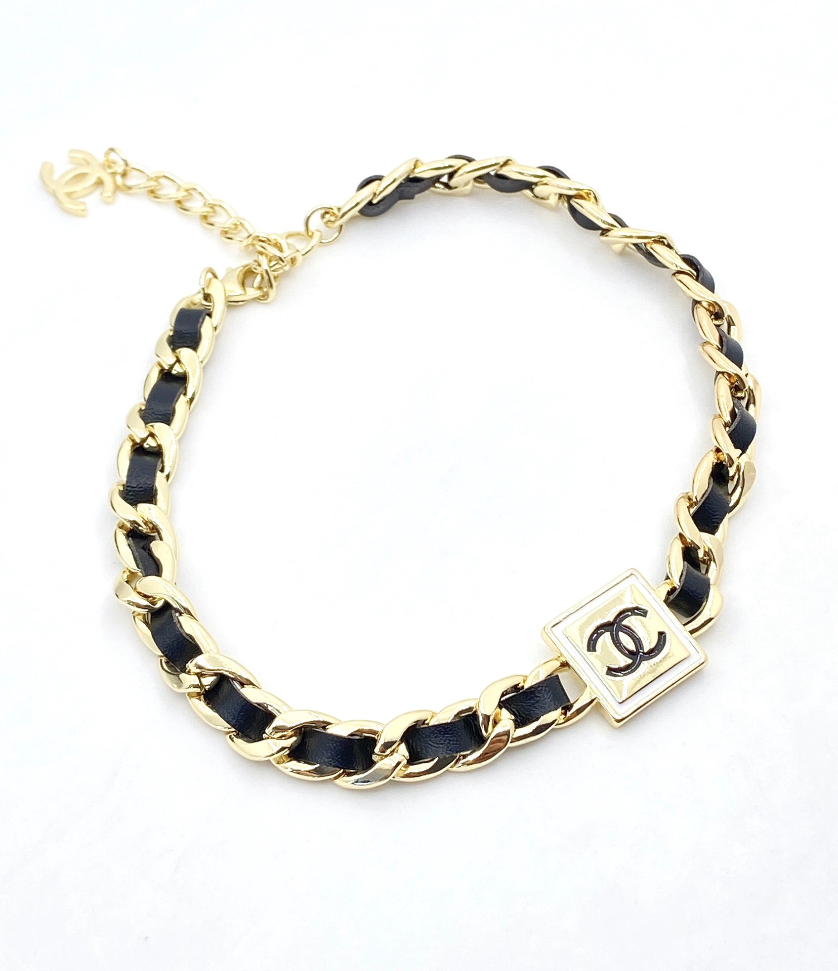 18K Chanel Leather Necklace