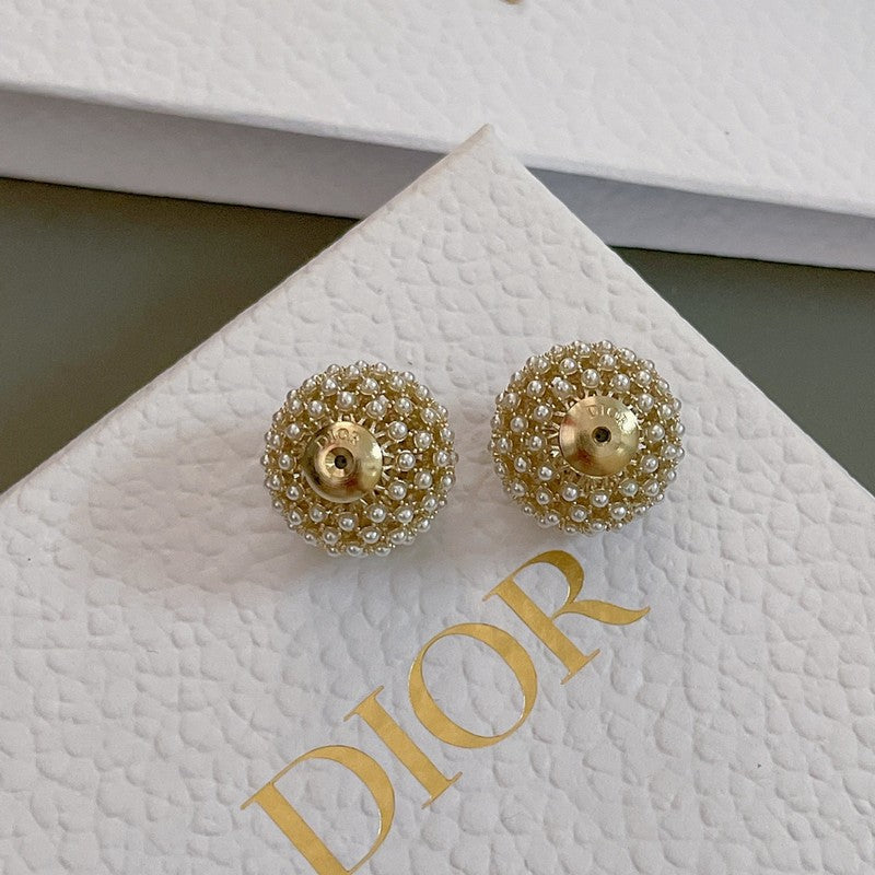 18K Dior Tribales Diamond Ball Earrings