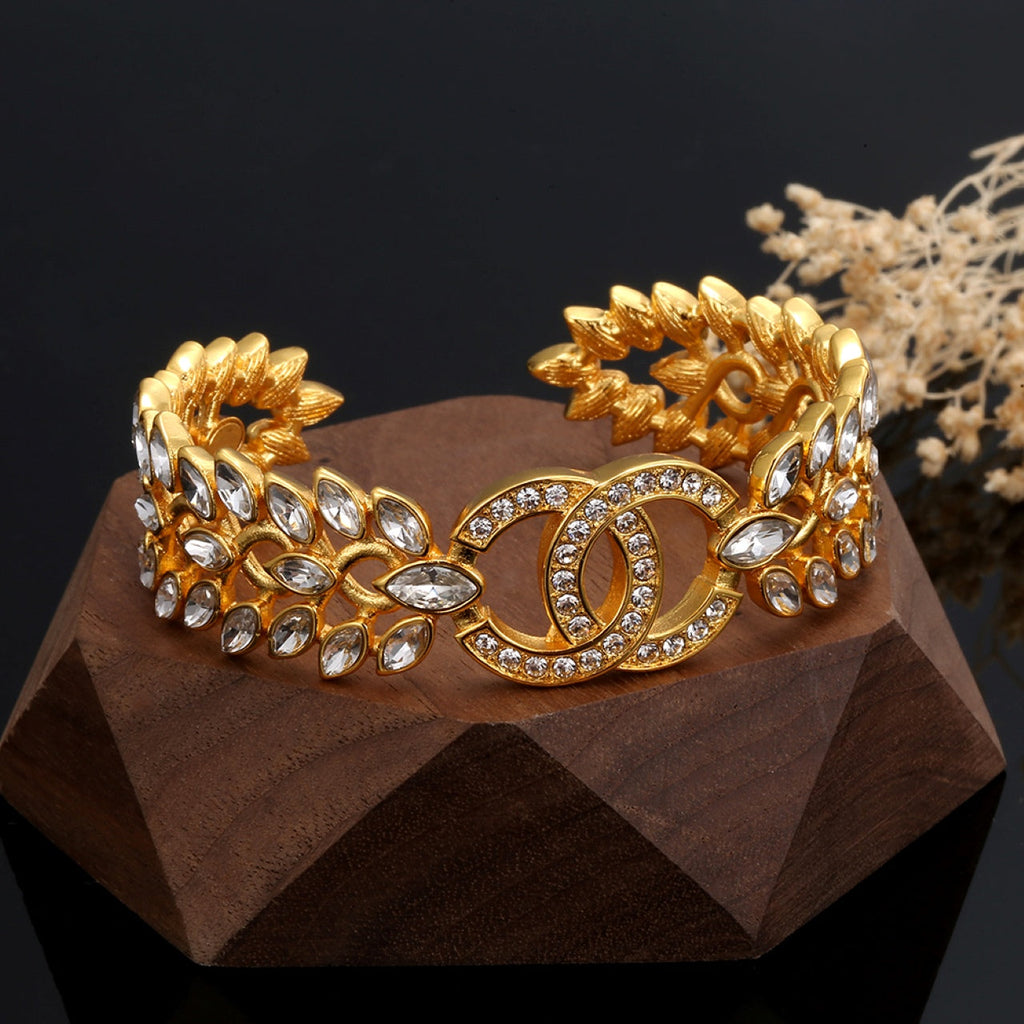 18K Chanel Crystals Open Cuff Bracelet