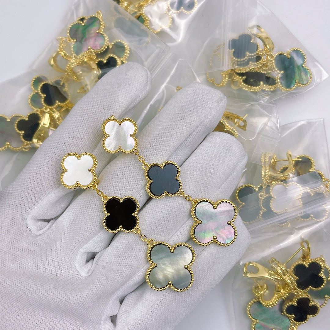 18K Van Cleef & Arpels Magic Alhambra Three Pearls Motifs Earrings