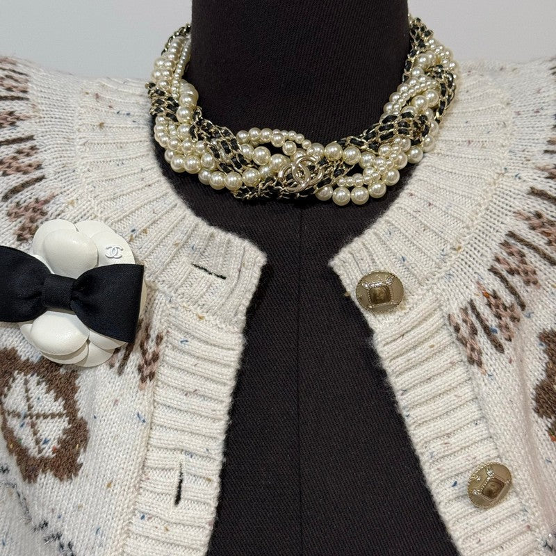 18K Chanel Pearls Choker Gold Necklace