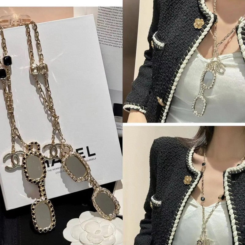18K Chanel Black Crystal Gold Necklace