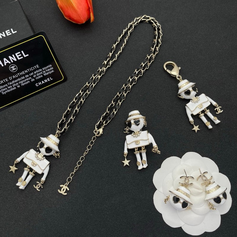 18K Chanel Robot Gabrielle Doll White Brooch