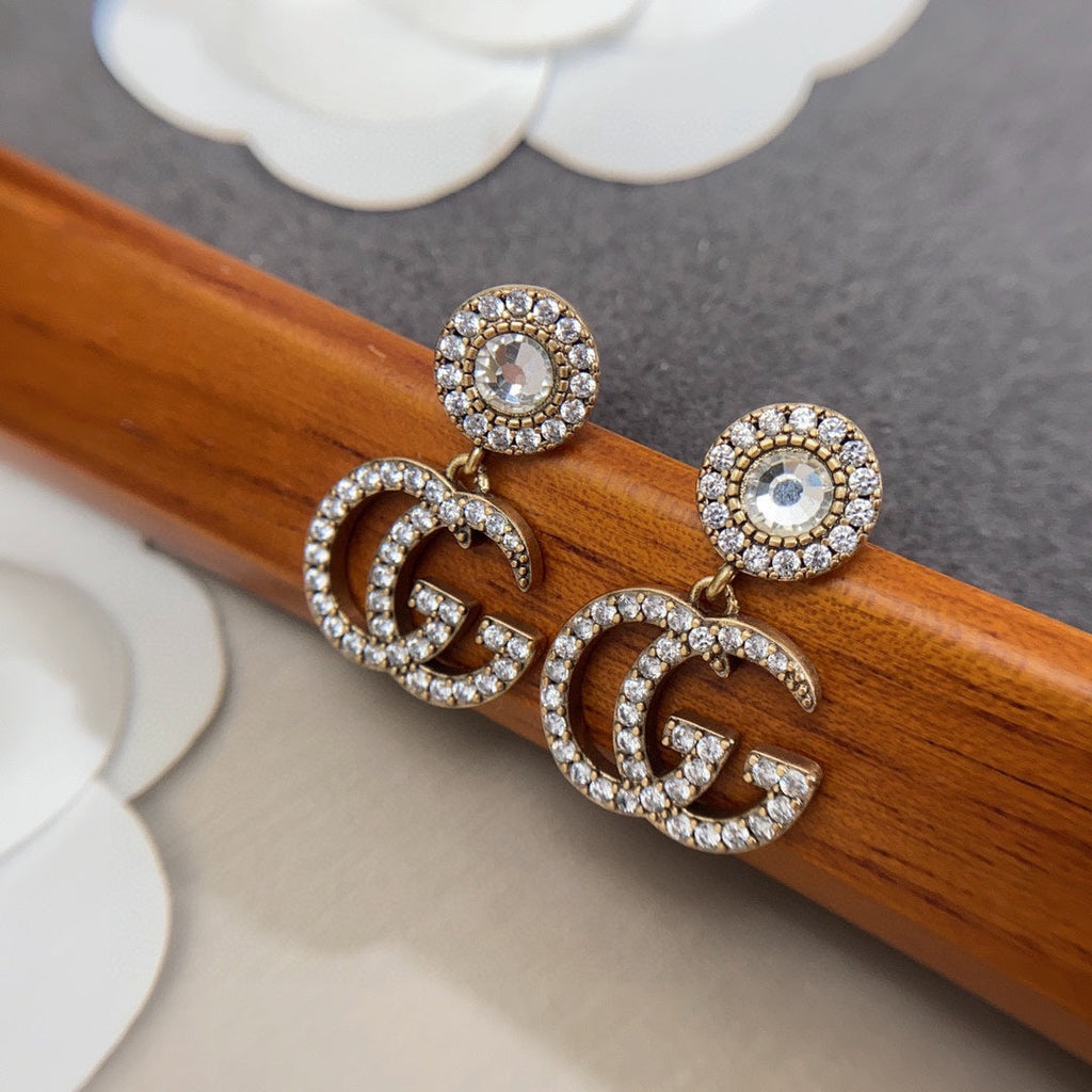 18K Gucci Crystal Pendant Earrings