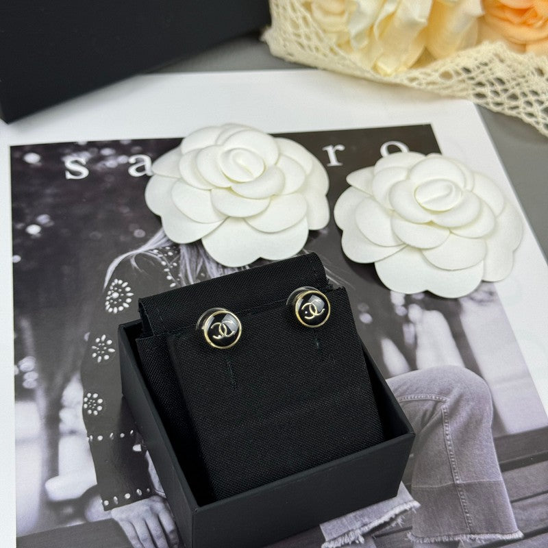 18K Chanel 25K Black Gold Earrings