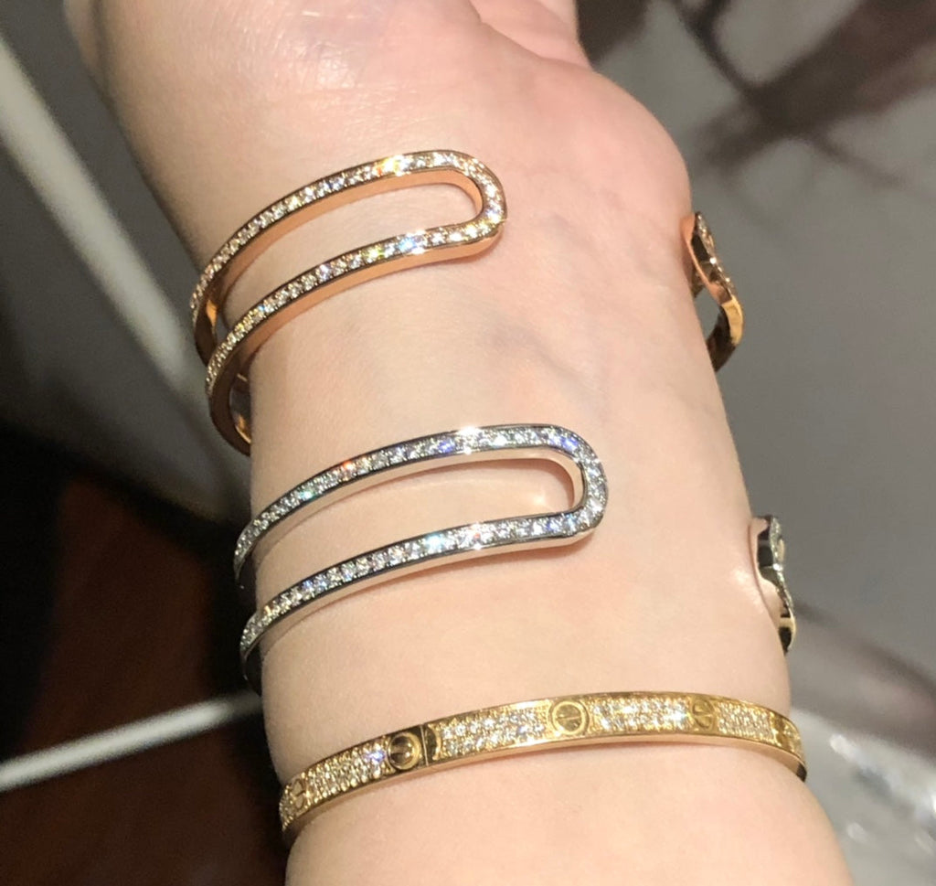 18K Ever Cuff Diamond Hermes Bracelet