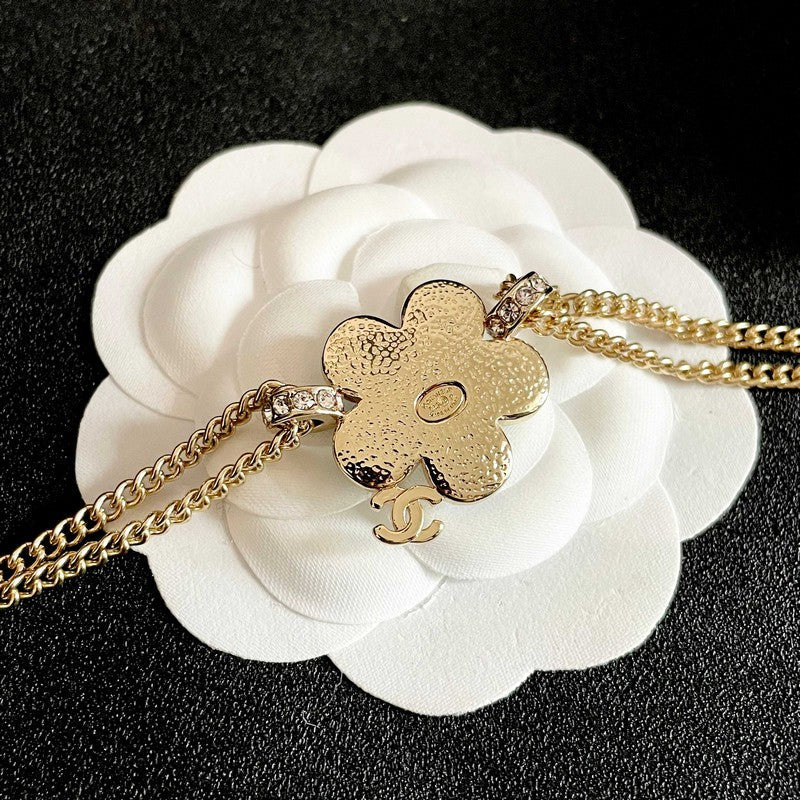 18K Chanel Blue Gold Camellia Chain Necklace