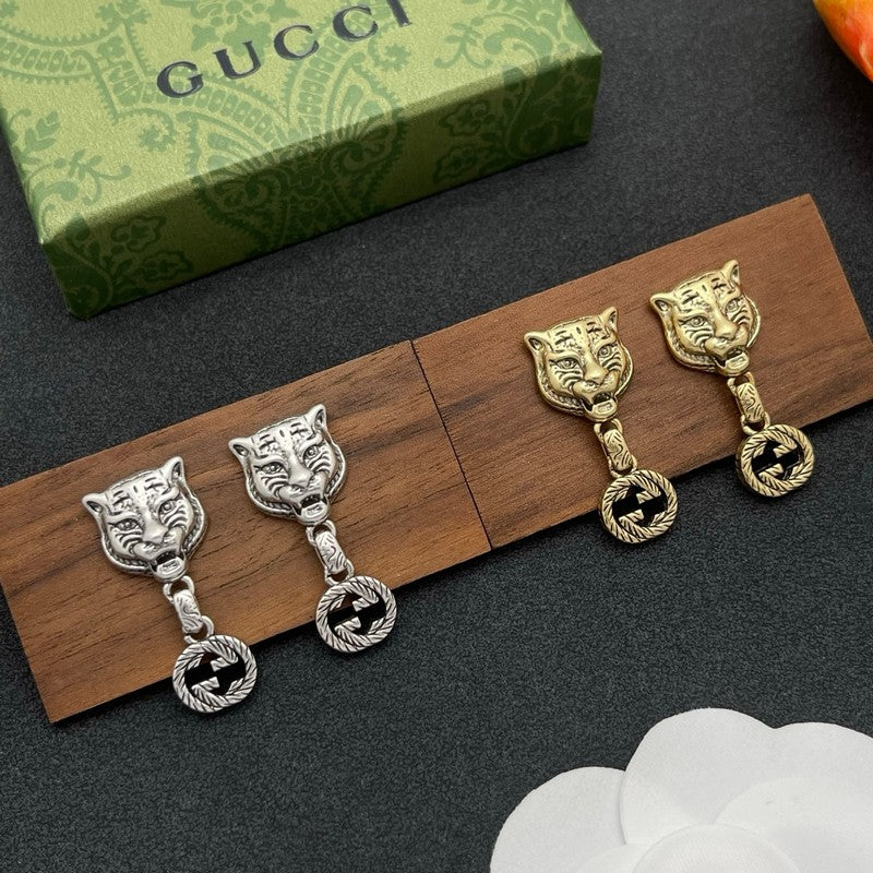 18K Gucci Tiger Drop Earrings