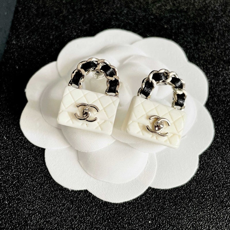 18K Chanel Color Bag Gold Earrings